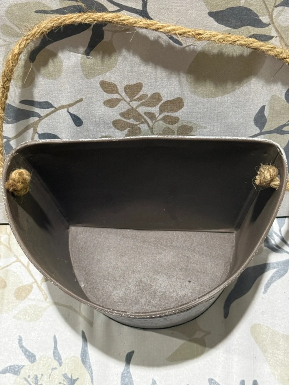 Rustic Metal Flower Pot with Rope Handle - Brown - Picture 2 of 9